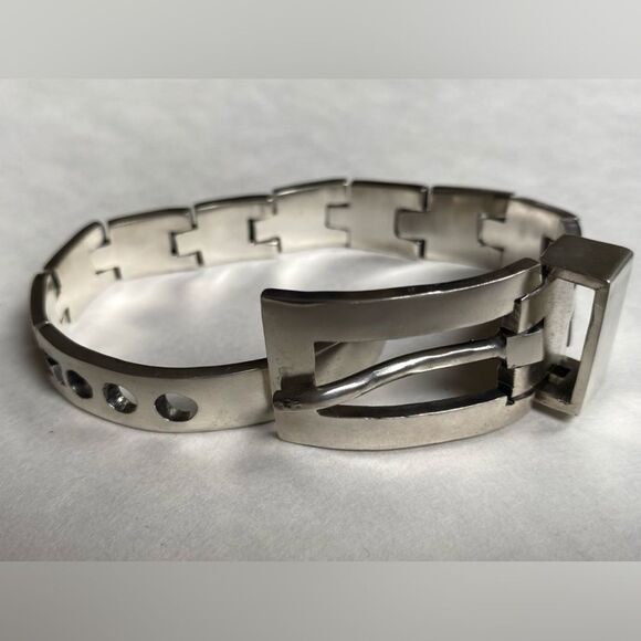 Rare Taxco Salvador Juller Gracia Signed Sterling Silver 925 Buckle Bracelet - Picture 2 of 10